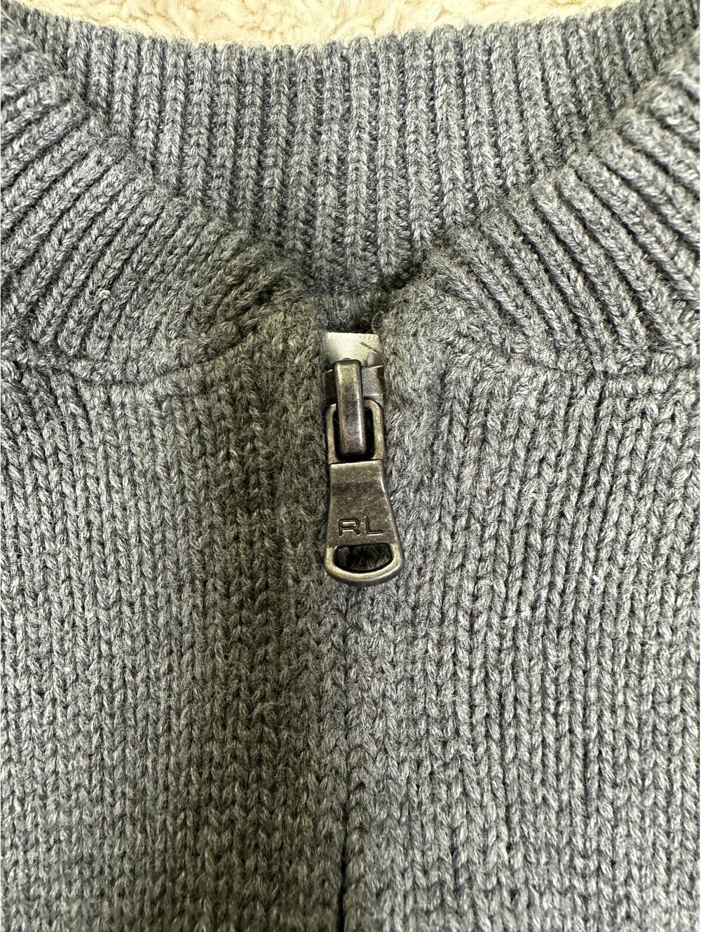Ralph Lauren Big Pony grey full zip knit cardigan sweater 12M preppy old money - Picture 3 of 8
